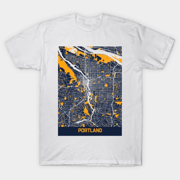 Portland - United States Bluefresh City Map T-Shirt by tienstencil